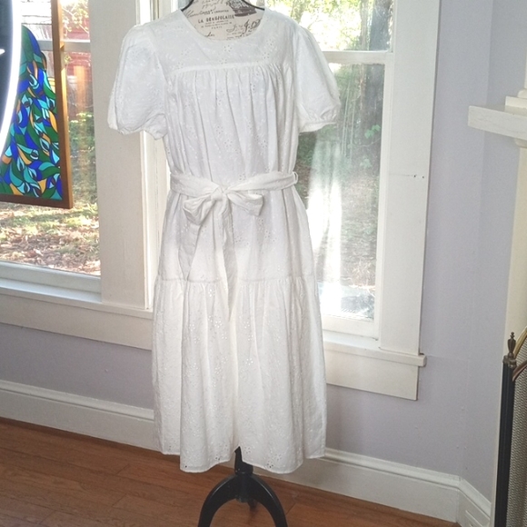 Alex Marie Dresses & Skirts - Alex Marie Prairie White Eyelet Lace Cotton Sundress Prairie Style Western Boho